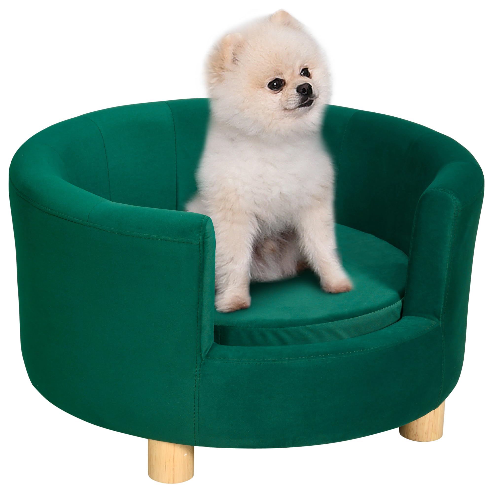 PawHut Hundesofa Grün – Gemütliche Hundecouch mit Rückenlehne für kleine Hunde & Katzen