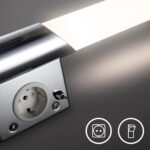 B.K.Licht Spiegelleuchte Bad 44,5cm mit Steckdose & LED – Chromoptik Badezimmerlampe – Bild 5