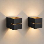 SSC-LUXon KOURA Wandleuchte 2er-Set – Up & Down Licht in Schwarz-Gold für Treppenhaus & Flur