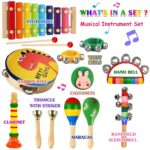 ZLWENA 12-teiliges Musikinstrument-Set für Kinder – Montessori Schlagzeug mit Xylophon – Bild 3