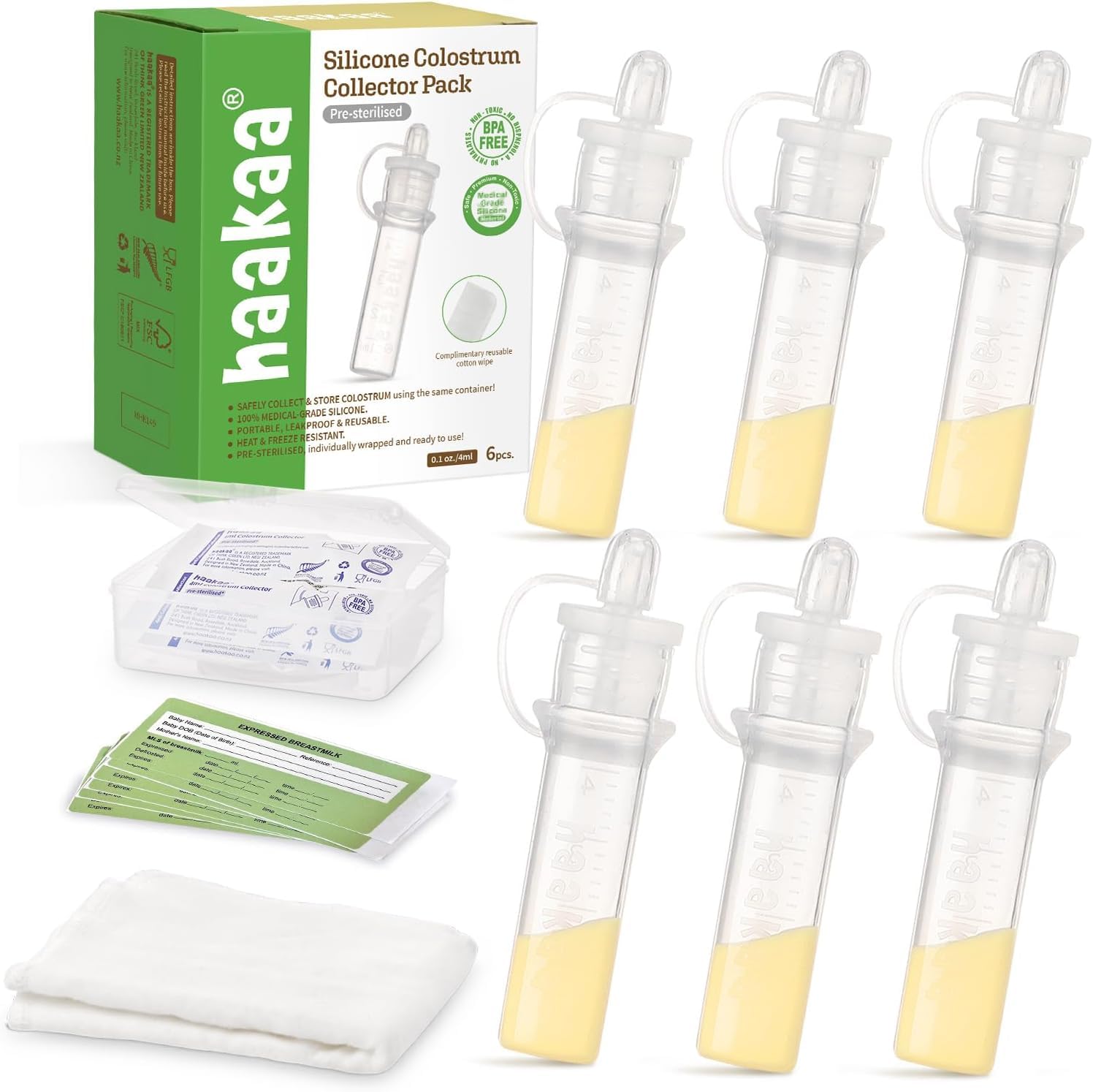 haakaa Silikon Kolostrum Sammler Set 4 ml – BPA-frei & Wiederverwendbar für Neugeborene