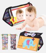 Zawaer Baby Spiegel Spielzeug – Faltbares Sensorisches Stoffbuch mit Beisring für Neugeborene – Bild 3