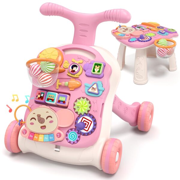 QDRAGON 3-in-1 Lauflernwagen mit regulierbarer Geschwindigkeit & abnehmbarem Spielboard