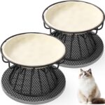 Vikcvcsc 2er-Set Katzennäpfe Erhöht – Keramik mit Metallständer & Silikonmatte