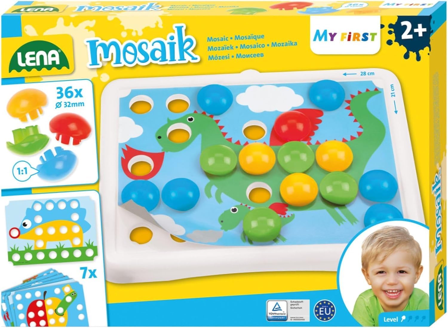 Lena Steckmosaik 36 Stecker Ø32mm – Kreatives Steckspiel für Kinder ab 2 Jahren