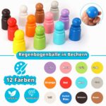 Biticolor Montessori Holz Sortier Set – 12 Regenbogen Kugeln mit Tassen & Löffel für Kleinkinder – Bild 7