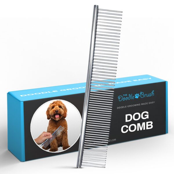The Doodle Brush Hundekamm aus Edelstahl – Doppelseitiger Metallkamm für Doodles & langes Fell