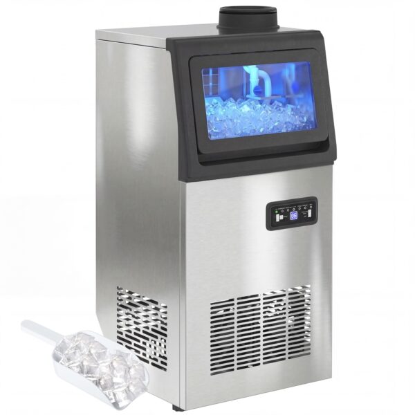 HOMCOM Kommerzielle Eiswürfelmaschine 36 kg/24H – Selbstreinigend mit LCD & Edelstahl