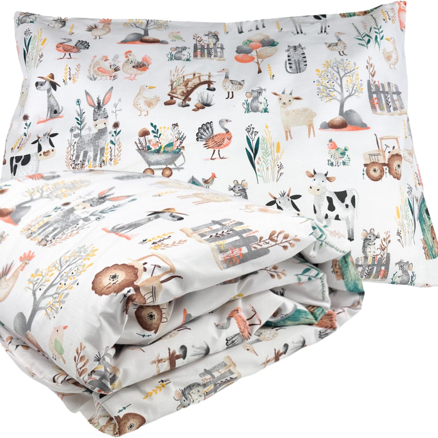 Kinderbettwäsche 100x135/40x60 cm Bauernhof – OEKO-TEX zertifizierte Baumwolle