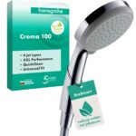 hansgrohe Croma 100 Duschkopf mit 4 Strahlarten – Premium Handbrause mit QuickClean