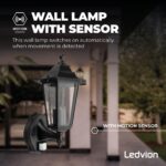 Ledvion Classic Vela Außenlampe mit Bewegungssensor – IP44 Wandleuchte E27 Schwarz – Bild 6