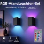 2er Set RGB Wandleuchte Schwarz Dimmbar – 5W LED mit Fernbedienung & Farbwechsel – Bild 6