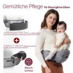 Momcozy Hüfttrage mit 3D-Bauchschutz bis 20 kg – Ergonomische Babytrage Grau M – Bild 3