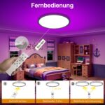 DetarZinLED Deckenlampe 30cm RGB Dimmbar – LED Deckenleuchte mit Fernbedienung für Badezimmer – Bild 5
