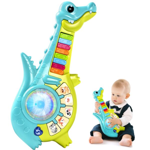 Marstone Musikspielzeug Krokodil mit Klavier & Gitarre – Montessori Lernspielzeug ab 1 Jahr
