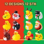 JOYIN 12er Set Weihnachts-Badeenten – Quietschenten mit festlichem Design für Kinder – Bild 4