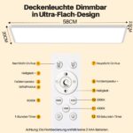 SNADER LED Panel Deckenleuchte 58x20cm, 24W Dimmbar mit Fernbedienung – Intelligente Deckenlampe für jeden Raum – Bild 7