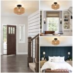Rayofly Rattan Deckenleuchte Boho – Handgeflochten mit Metallbasis für Wohnzimmer & Schlafzimmer – Bild 6
