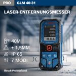Bosch Professional GLM 40-31 Laser-Entfernungsmesser – Robust & präzise für die Baustelle – Bild 4