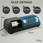 Cookery Elektrischer Messerschärfer 4-Stufen mit Diamantschliff – Professionelle Messerschleifmaschine – Bild 2