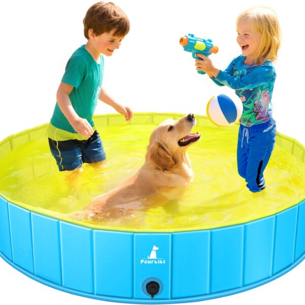 Pourbibi Hundepool 120 x 30 cm – Faltbares Schwimmbecken für grosse Hunde