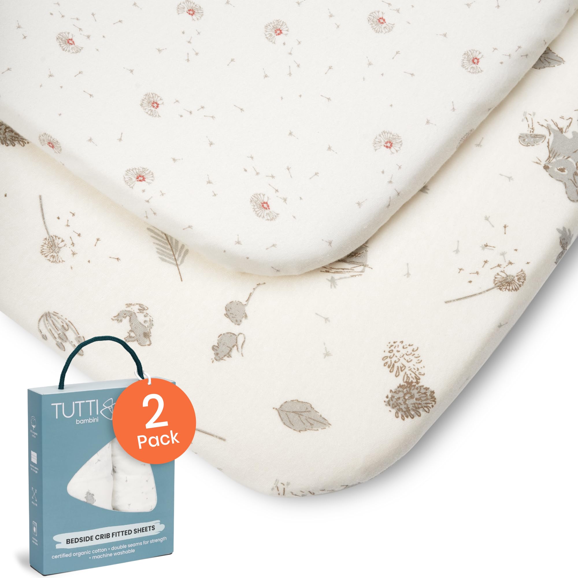 Tutti Bambini Spannbettlaken 2er-Pack – Bambus-Jersey für Beistellbetten 53×80–60×90 cm