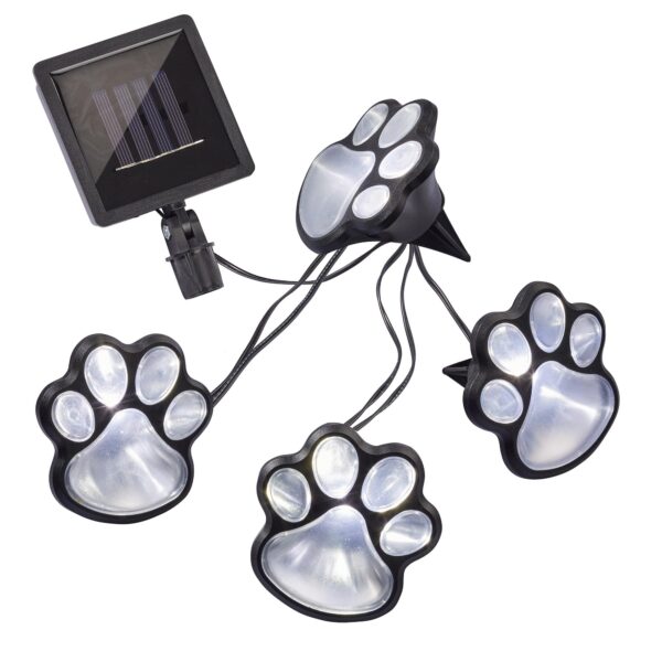 hellum Solar Pfoten 4 LED warmweiss – Gartenleuchte & Grablicht für Haustiere