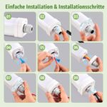 LEZOE LED Deckenleuchte 120cm mit Radar-Bewegungsmelder IP66 – 4200 Lumen Feuchtraumleuchte – Bild 8