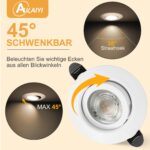 Aulaiyi LED Einbaustrahler 230V 5.5W IP44 Dimmbar – 6er Set Deckenspots Warmweiß – Bild 5