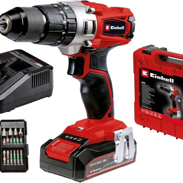 Einhell Akku-Schlagbohrschrauber TE-CD 18/2 Li-i – 44 Nm Power X-Change mit 22-tlg. Zubehör