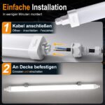 Tobeter LED Feuchtraumleuchte 120cm, 36W 3600lm – IP65 Werkstattleuchte für Garage & Keller – Bild 4