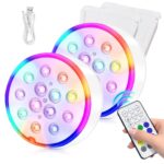 HOSPAOP Unterwasser LED Poolbeleuchtung – RGB 13 LEDs mit RF Fernbedienung & USB, 2er Set
