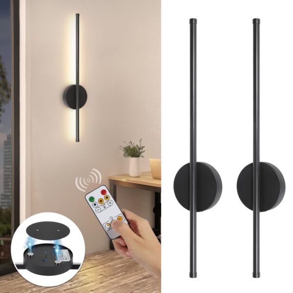 TaoFiaCo 60 cm LED Wandleuchte Akku – kabellos, dimmbar, 2er-Set mit Fernbedienung
