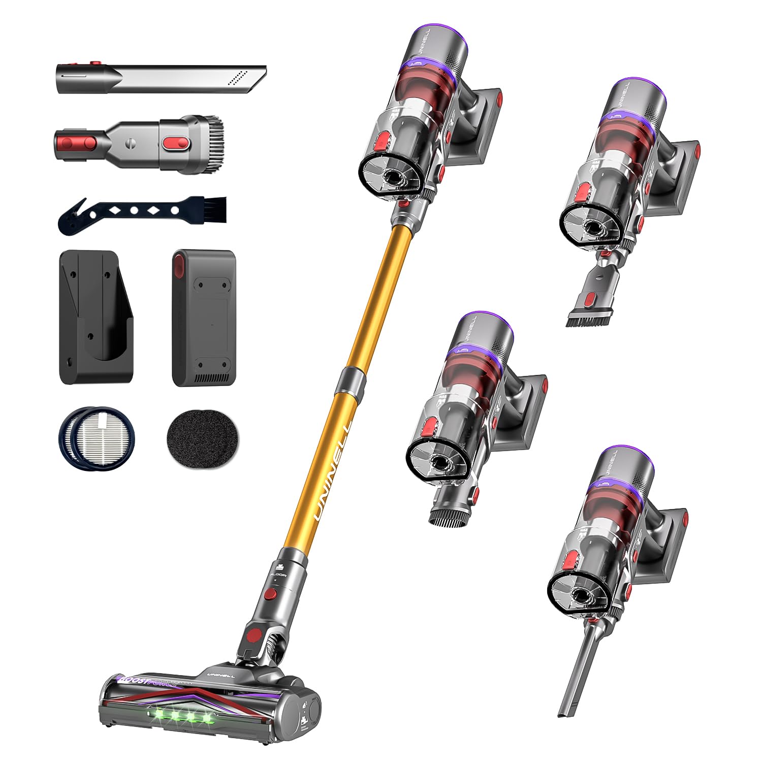 UNINELL HOME Akku Staubsauger Kabellos mit Anti-Tangle-Bürste – 1.6L für Tierhaare