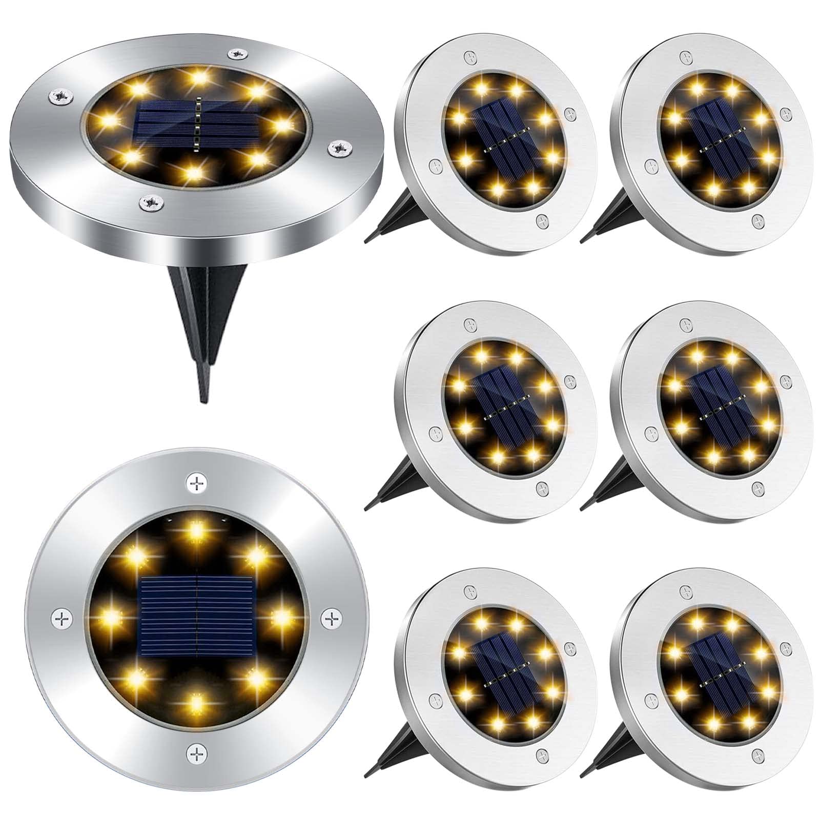 Mkitnvy Solar Bodenleuchten 8er Set – Warmweiss IP65 Wasserdicht für Garten & Terrasse