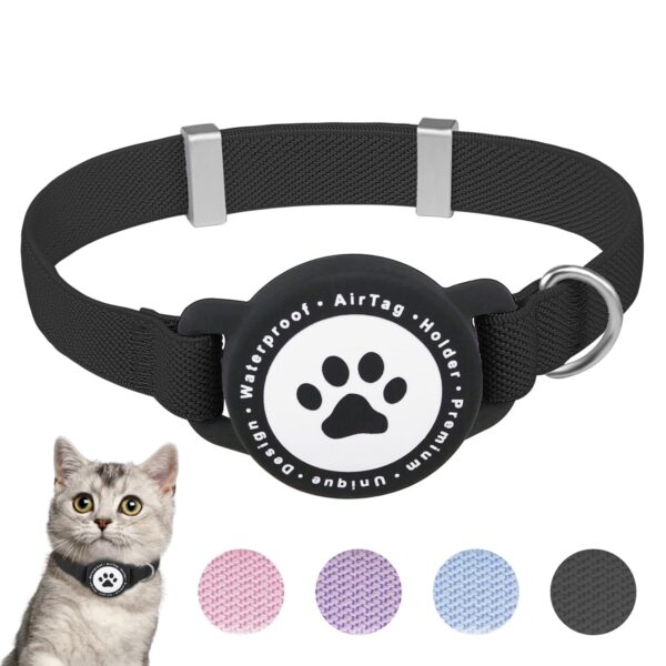JIARUI AirTag Katzenhalsband – Dehnbar & Sicher für alle Katzengrossen