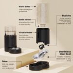 JUNSPOW 4L Trinkwasserspender für Haustiere – Automatischer Schwerkraft-Wasserspender mit Edelstahlschüssel – Bild 6
