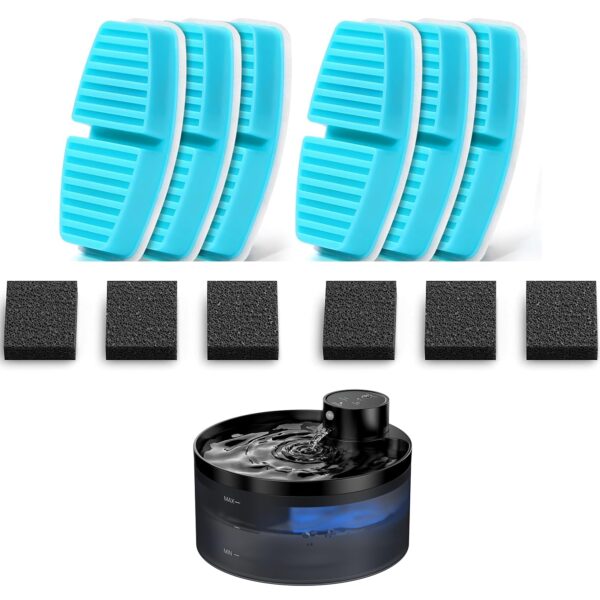 GIOTOHUN Katzenbrunnen Filter Set 12er-Pack – Aktivkohle & Schaumstoff für sauberes Trinkwasser