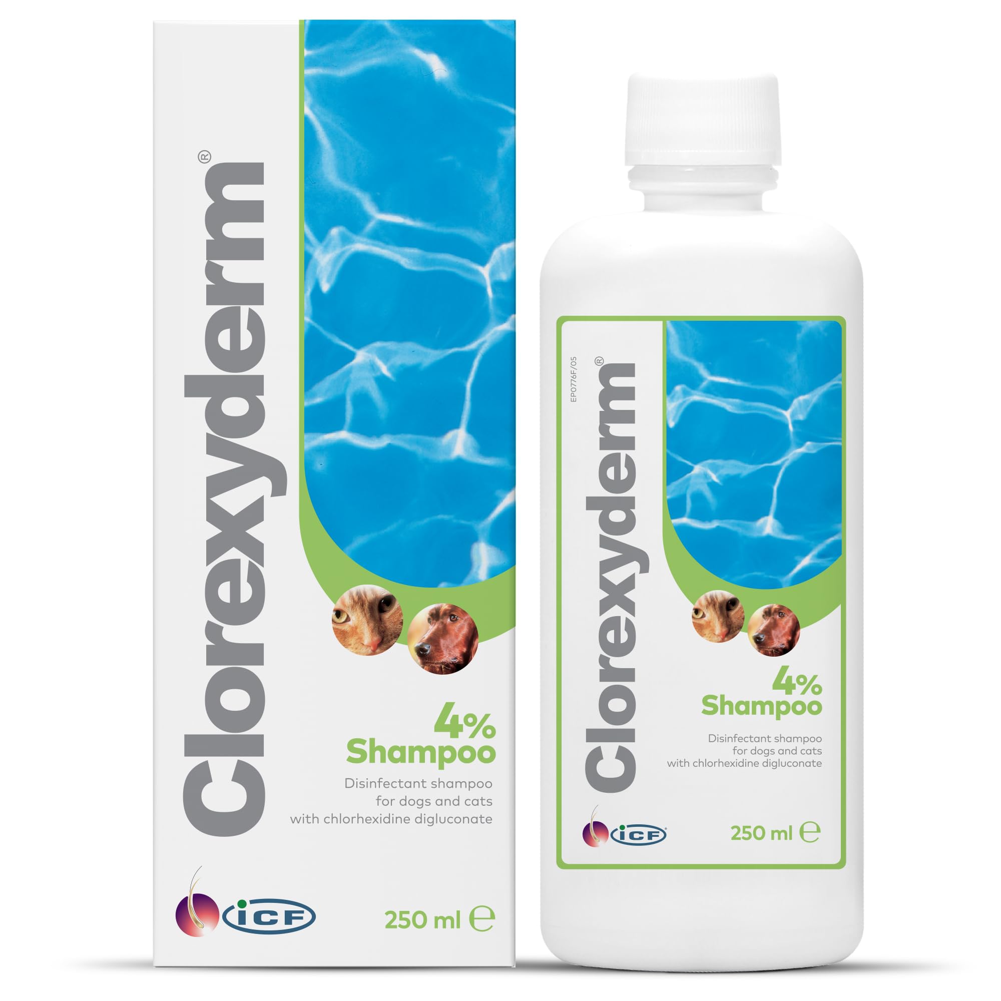 ICF Clorexyderm 4% Hundeshampoo & Katzenshampoo – Tiefenreinigung & Geruchsentfernung 250 ml