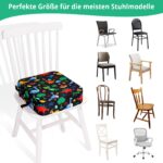 TOTIDYH Sitzerhoehung Stuhl Kind 10cm – Dinosaurier Schwarz mit Sicherheitsgurt – Bild 6