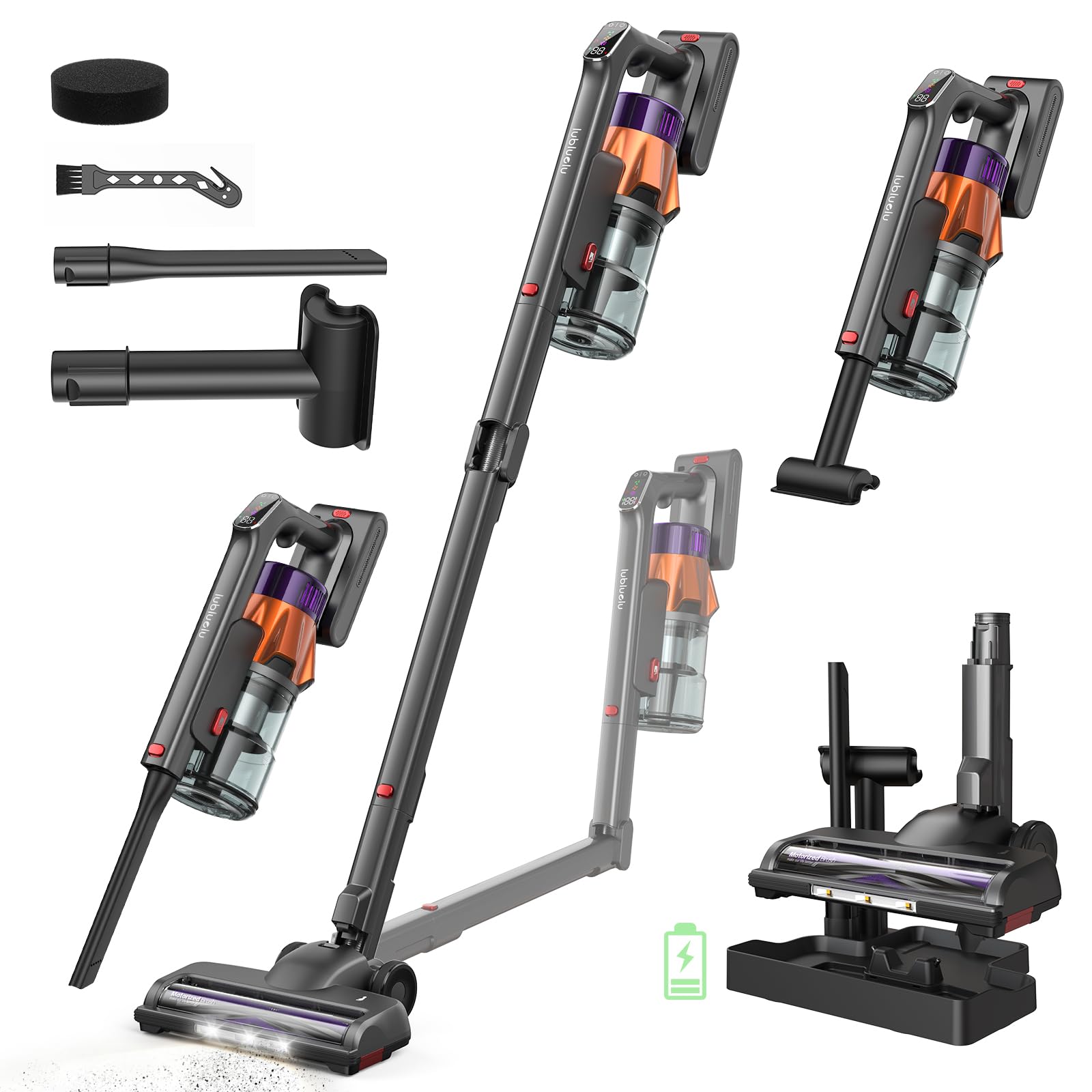 Lubluelu G30 Akkustaubsauger 55 kPa – Kabellos mit 70 Min. Laufzeit & 2-in-1-Ladestation
