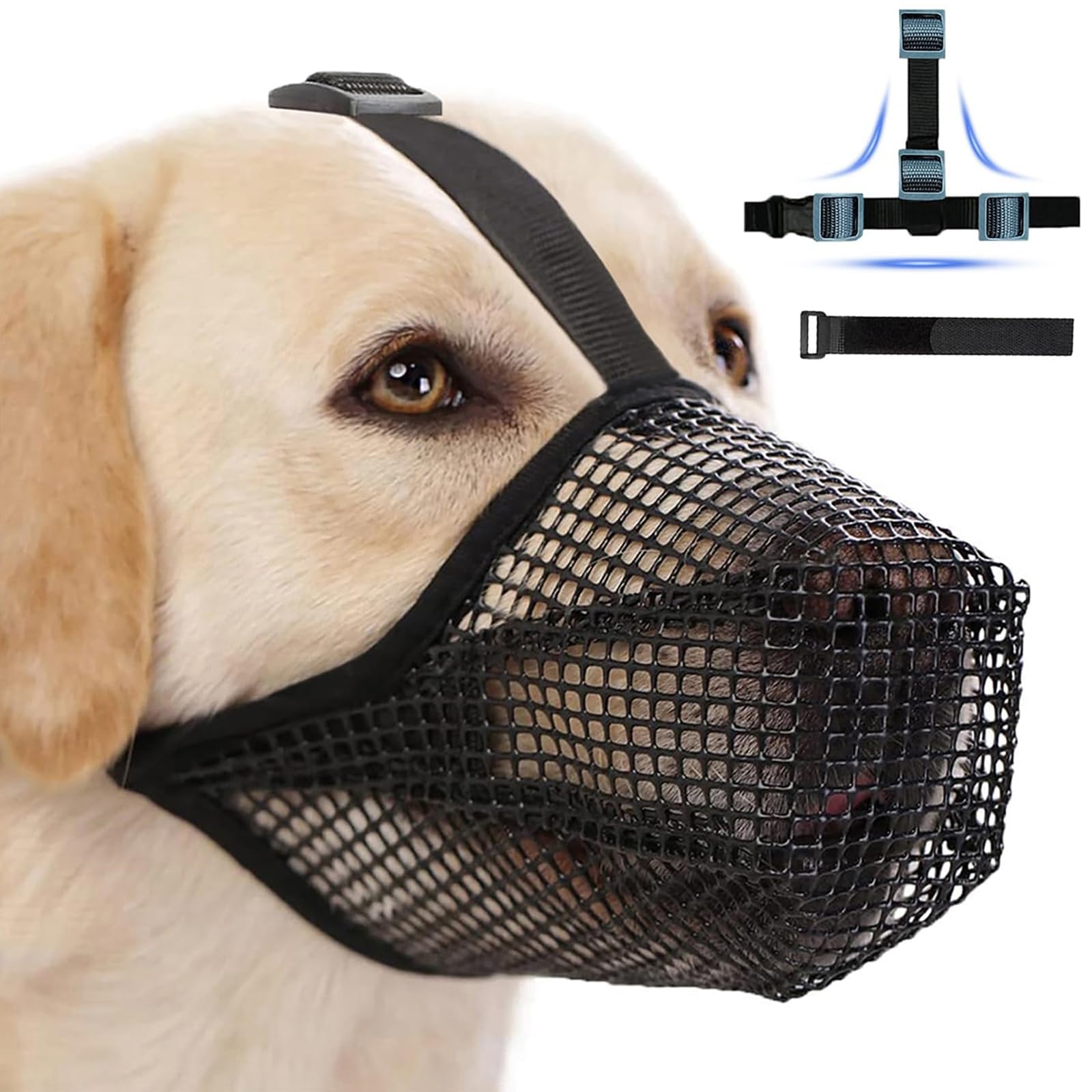 Lalieffacely Hundemaulkorb mit Klettverschluss – Atmungsaktiv für kleine, mittlere & grosse Hunde