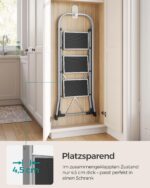 SONGMICS Klappleiter 3 Stufen bis 150 kg – Platzsparend & Sicher mit Klappsicherung – Bild 4