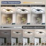TYJY LED Deckenleuchte 80cm 60W Dimmbar Schwarz – Moderne Rechtecklampe mit Fernbedienung – Bild 2