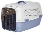 Amazon Basics Hundehütte zweitürig 58L x 38W x 33H cm – Transportbox mit Belüftung