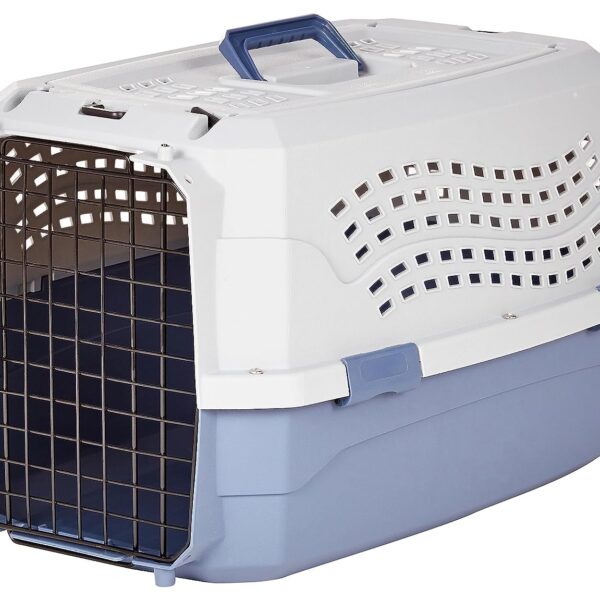 Amazon Basics Hundehütte zweitürig 58L x 38W x 33H cm – Transportbox mit Belüftung