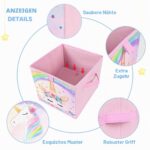 WERNNSAI Aufbewahrungsbox 4er Pack Einhorn 28cm – Faltbare Stoffboxen für Kinderzimmer – Bild 4