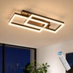 Meloweel LED Deckenleuchte 54cm Holz dimmbar – Vintage Lampe mit Fernbedienung & Memory