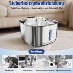 Pawinner 3.2L Katzenbrunnen Edelstahl – kabellos mit Bewegungsmelder & 4000mAh Akku – Bild 4