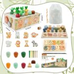 Almaxi 9-in-1 Motorikwürfel Safari – Montessori Holzspielzeug für Kinder ab 1 Jahr – Bild 3